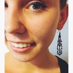 Black, Long Formal Earrings