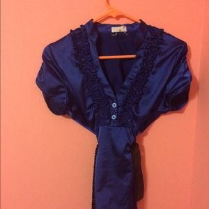 royal blue silk blouse