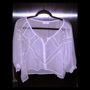 White LF laced sheer crop top