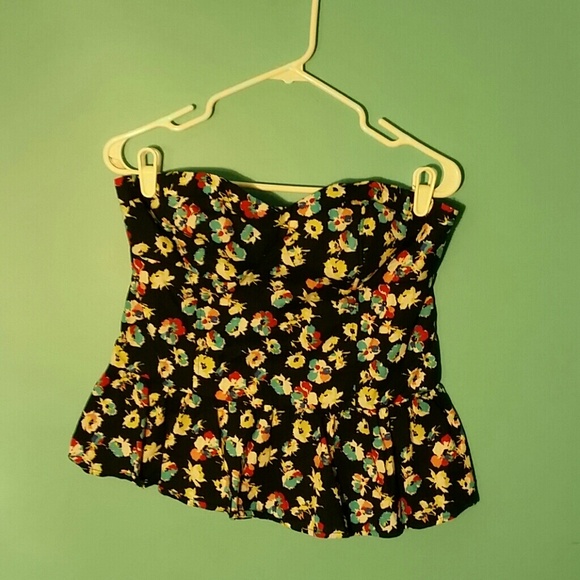 XL Navy Blue Floral Tube Top - Picture 1 of 4
