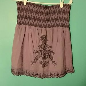 XL Purple Tube Top with Hand-stitched Design