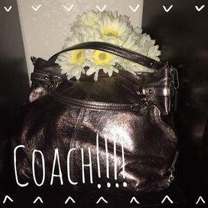 Coach Signature Metallic Leather Hobo Purse!