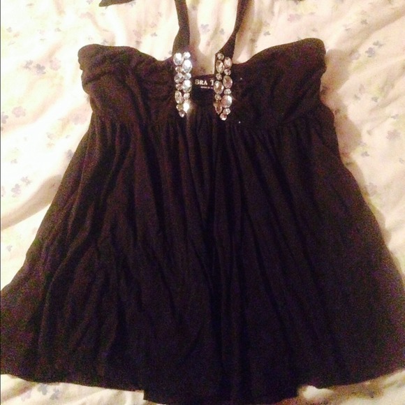 Victoria secret black w/ gems bra top!!