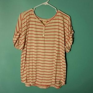 XL white T-shirt with Orange Stripes