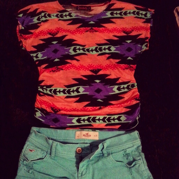 Spunky orange tribal top