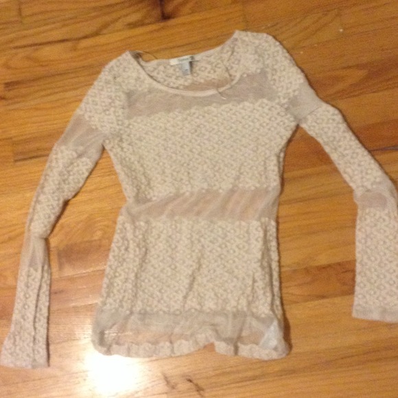 Cream color sheer and lace top