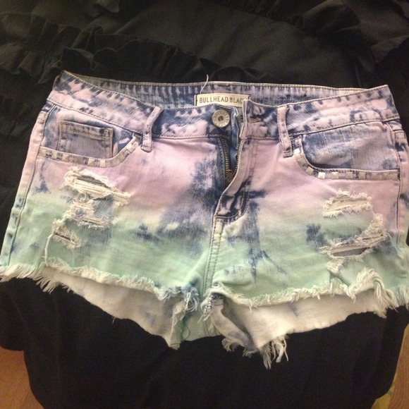 Tie dye jean shorts