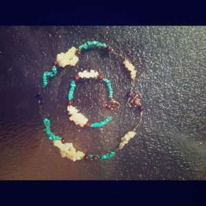 Turquoise and white Agate 3pc set