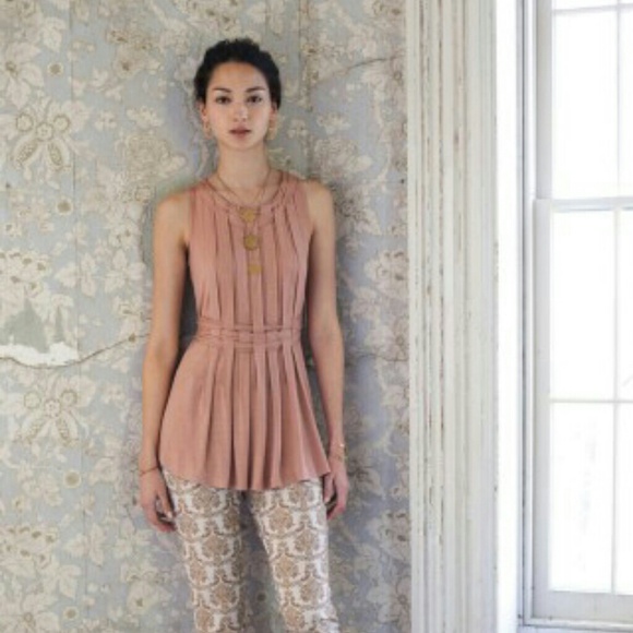 Anthropologie  Tops - Anthropologie Pleated Avant Top, nude xs