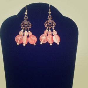 Peachy rose quartz dyed earrings