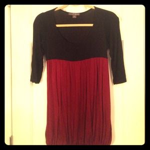 Black and Burgundy F21 Quarter Sleeve Shirt