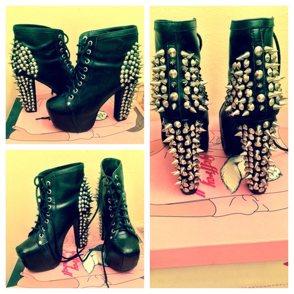 Shoes, booties, Jeffrey Campbell, spike, leather