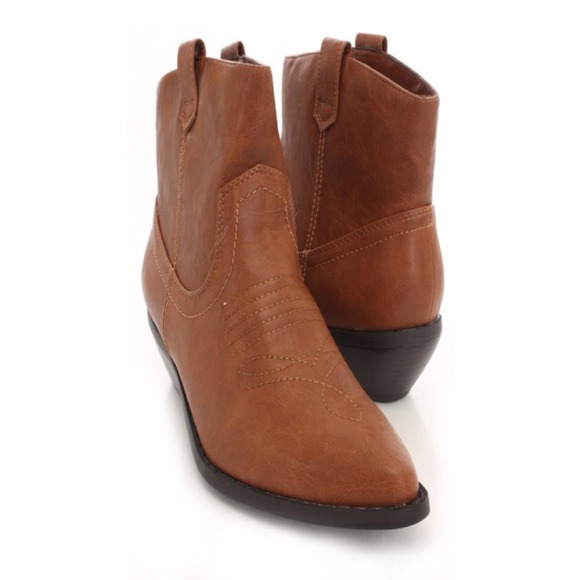 Stitched Detail Cowboy Booties - Picture 1 of 4