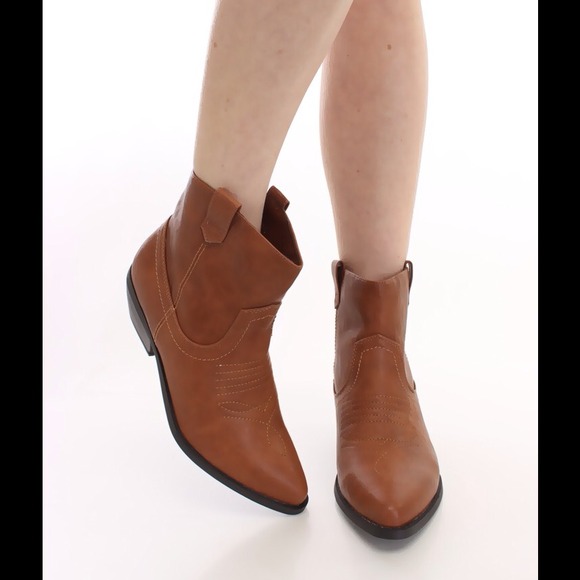 Stitched Detail Cowboy Booties - Picture 3 of 4