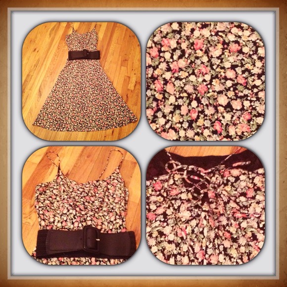 🎉HP 2/15/15🎉Pink flowers dress with FREE Belt - Picture 2 of 3