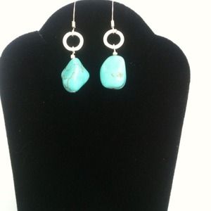 Turquoise and silver tone earrings
