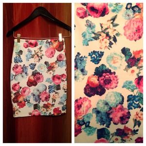 Nasty Gal Floral Bodycon Skirt