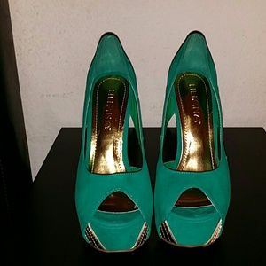 Sexy Green and Gold Heels