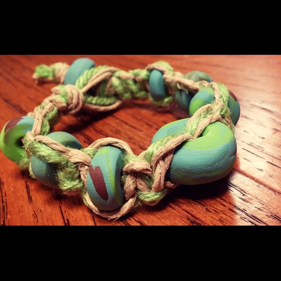 KIDS Handmade Hemp Bracelet with Clay Beads SALE - Picture 2 of 4