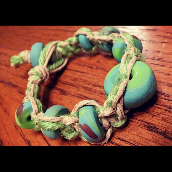KIDS Handmade Hemp Bracelet with Clay Beads SALE - Picture 3 of 4