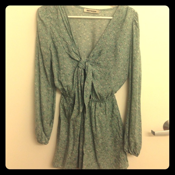 Light green floral romper