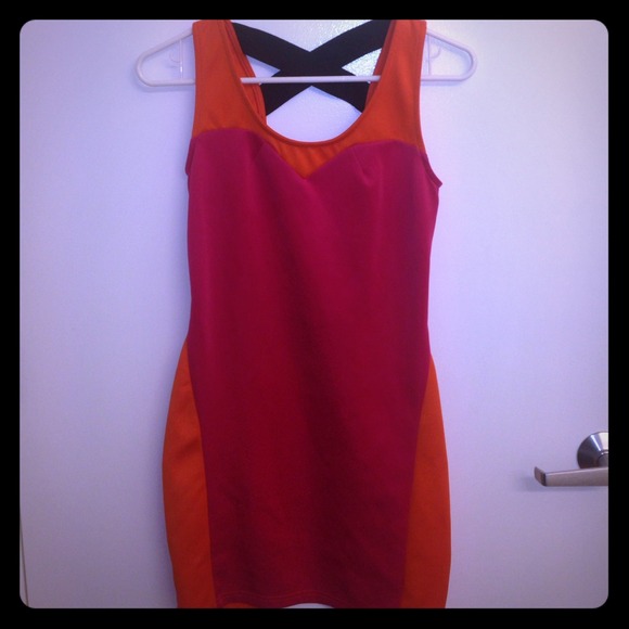 Pink and orange dress.