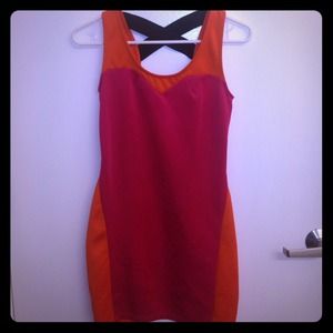 Pink and orange dress.