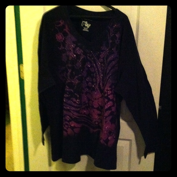 Long sleeve 100%cotton except design sparkly shirt