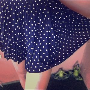 Brandy Melville navy polka dot skirt (one sz fits)