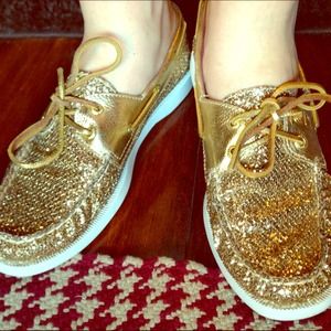 🍍HOLD🍍Gold Glitter Sperry Top Siders