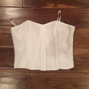 Strapless lace crop top
