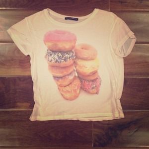 Brandy Melville Donut Cropped white T-shirt.