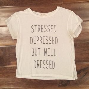 Brandy Melville Cropped Word Design T-Shirt