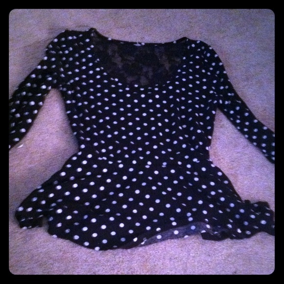Black Lace shirt with polka dots