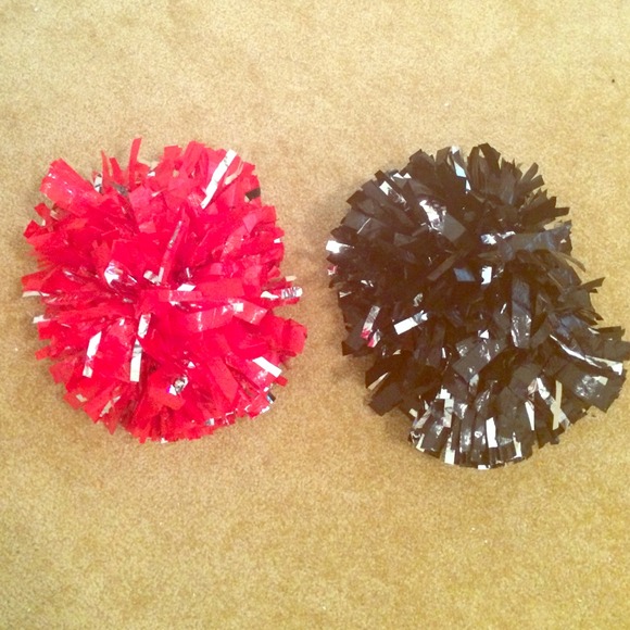 Red and Black Pom-Poms