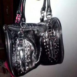 Authentic Nine West gray and black studded bag.