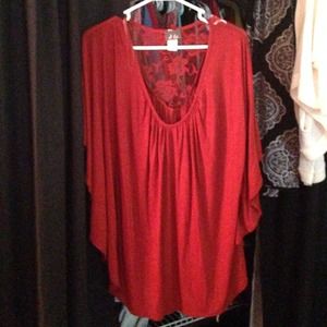 Rustic orange flowy shirt w/ lace back