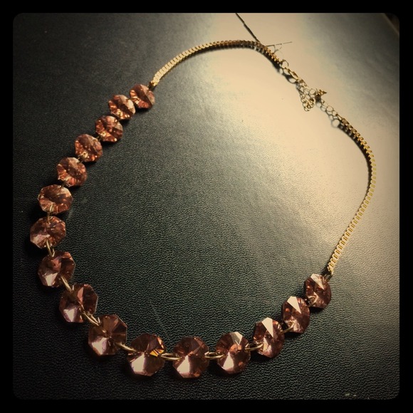 Vintage-style Gold and Pink Jeweled Necklace
