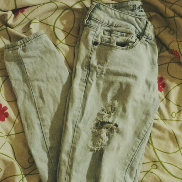 Washed out ripped denim.