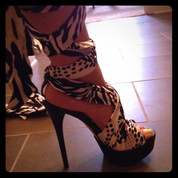 Black and White Scarf Heels