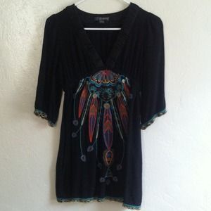 Black Indian print dress! Beautiful fall piece!