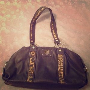 Dana Buchman brown purse with cheetah trim