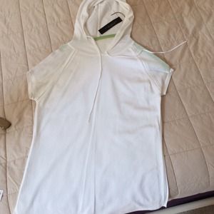 Hooded, cap sleeve light weight sweater.