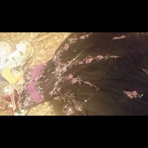 This is a black and purple prom dress.