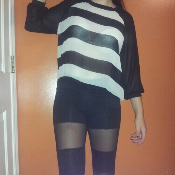 Stripped see through shirt