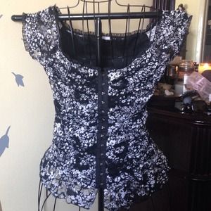 Gorgeous black and white lace shirt