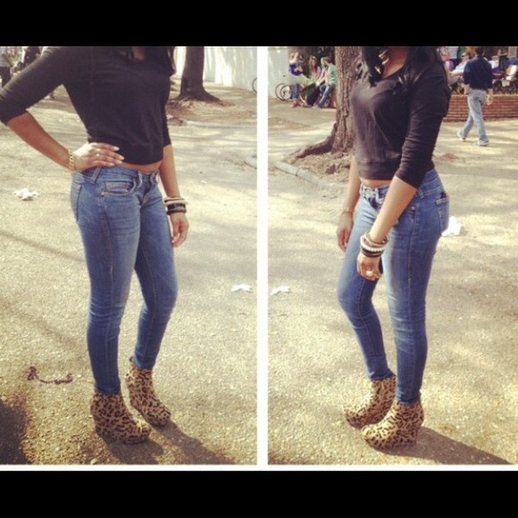 Leopard Wedge Heel Booties