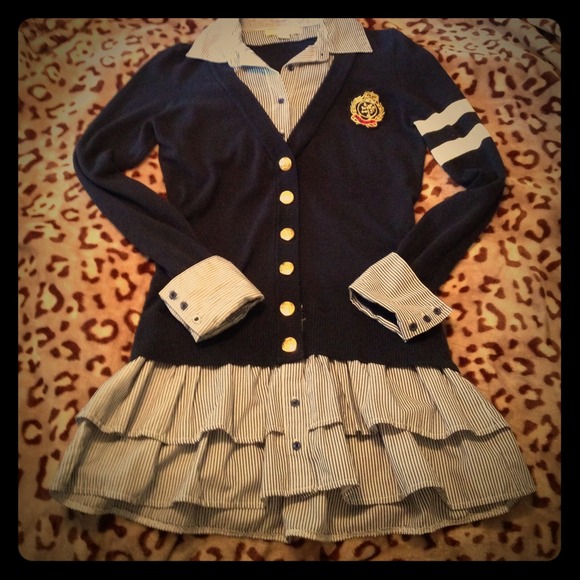 Navy preppy sweater dress