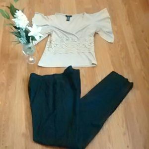 Express nude top-gorgeous lace all around midrif