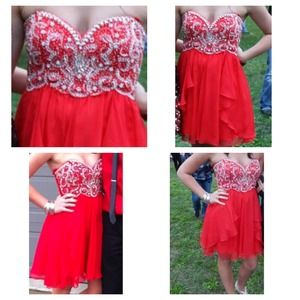 Red dress, short, great shape! Worn once